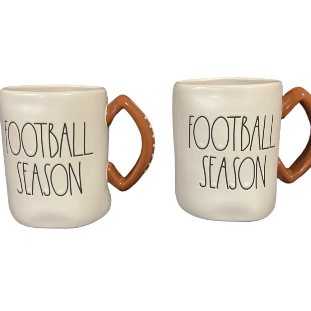Two Rae Dunn Football Season Ceramic Mugs